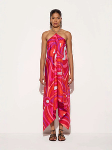 Vestido largo irregular con estampado de satén de estilo sencillo y cuello halter, novedad transfronteriza europea y americana 2026 - Product Image 2