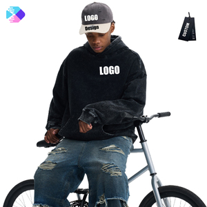 OEM Blank Custom 450G Oversized Acid Wash Hoodie Manufacturer 100% Cotton Hoodie High Quality Vintage Washed Hoodie Heavyweight - Product Image 1