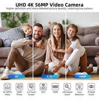 Caméscope professionnel UHD 4K 13MP avec grand angle 120°, zoom numérique 9X, écran IPS 4.0'', capteur CMOS, carte SD, Wi-Fi et vision nocturne
