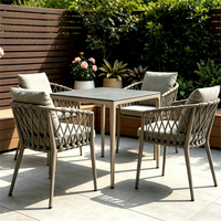 Ensemble table et chaises de jardin en rotin pour terrasse extérieure, résistant au soleil et à l'eau