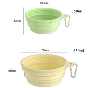 Cuenco de agua plegable de silicona para mascotas de 350-1000ml, para comida de perro, para acampar al aire libre, viajes, suministros plegables portátiles, platos con mosquetón - Product Image 4