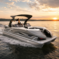 Bateau ponton en aluminium soudé de 22 pieds, 12 places, avec salon avant, arche électrique, console LCD, certifié CE, pour la pêche et les centres de villégiature