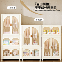 Armoire de rangement multicouche en plastique transparent visible à double porte amovible à installation libre et simple pliante Armoire pour enfants