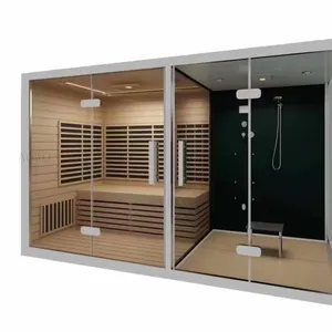 18 years sauna manufacturer shower room wet steam sauna dry steam 3 in 1 room vichy showers bath tray Infrared sauna