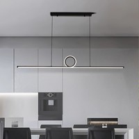 Lustre de bar de restaurant géométrique linéaire minimaliste Design Sense Long Strip Study LED Pendant Light Lustres en fer