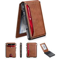 Dompet Kulit PU Minimalis Pria, Penahan Kartu Bisnis Anti Maling RFID Blocking, Dompet Multi-Fungsi POP up, Promo Hot Sale