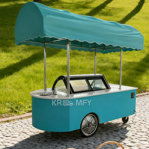 Kiosque à crème glacée, Vitrine de présentation de gelato, Chariot à crème glacée, Chariot à fleurs d'extérieur, Congélateur de rue, Vitrine mobile pour crème glacée - Product Image 2