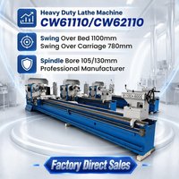 Tour à banc horizontal robuste CW62110 à commande manuelle, portée de coupe 1100 mm, banc trempé, pièce à travailler maximale 600 mm pour charges lourdes