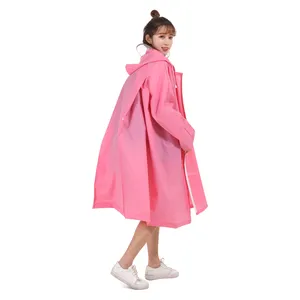 Unique Pink Cyclist Raincoat Latest Sports Coat EVA Reusable Women's Snap Button