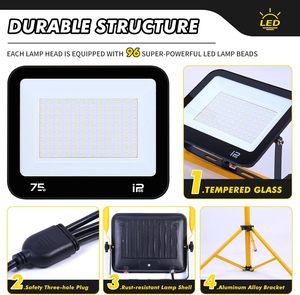 Low MOQ Individual Waterproof 21000 Lumen Work <b>Lights</b> With Stand Adjustable and Foldable Tripod 3 Head Lighting WD-960B 210W Thr - Product Image 2