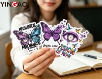 Autocollants personnalisés découpés à la forme, en vinyle imperméable, papillons colorés, esthétiques, résistants aux UV, durables, pour la décoration