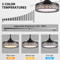 Ventilateurs de plafond escamotables à 4 lames invisibles à télécommande modernes de LED avec la lumière