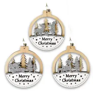 Nouveaux pendentifs de Noël en bois de wapiti pour les décorations de fête de Noël