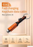 Câble de données USB Type-C 6 en 1 en alliage d'aluminium 3A à charge rapide 60W PD pour IOS et ordinateur, porte-clés, cadeau d'affaires