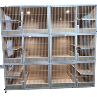Cage à chat en bois massif à trois étages Kih Tejia, respirante, grande maison pour chat avec fermeture à bouton pour l'élevage et la production de chats