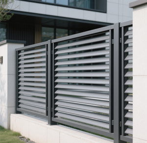 Pannelli per Recinzione Privacy in Alluminio Nero Personalizzabili Schermo Metallico da Giardino per Esterni Casa Tipo <span class=keywords><strong>Valla</strong></span> in Legno Trattato a Pressione Stile Naturale - Product Image 1