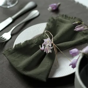 Móc vải khăn ăn bảng điểm nhấn Tùy chỉnh màu lanh Khăn ăn chất lượng cao Linen