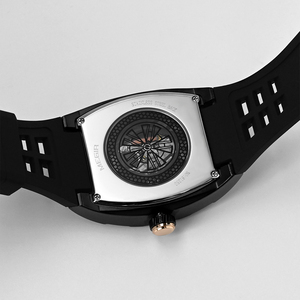 นาฬิกาข้อมือผู้ชาย Tonneau Skeleton Quartz ตัวเรือนโลหะผสมสังกะสี สายซิลิโคนนุ่ม กลไกญี่ปุ่น 2035 แฟชั่นสปอร์ต - Product Image 6