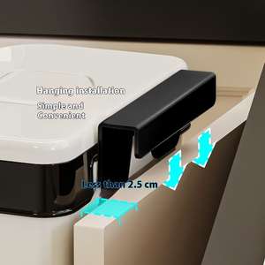 Bidone della <span class=keywords><strong>Spazzatura</strong></span> da Parete 8L per Uso Domestico con Coperchio Scorrevole Sigillato, Secchio Igienico in Plastica Facile da Pulire e <span class=keywords><strong>Salvaspazio</strong></span> per Rifiuti da Cucina - Product Image 4