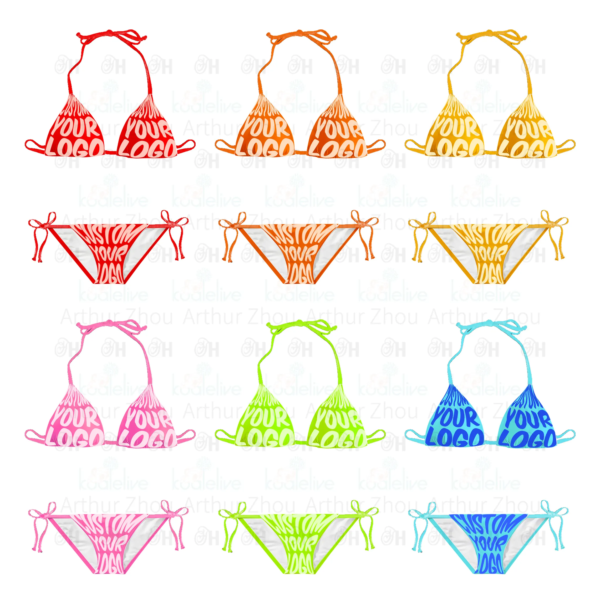 2023 Custom Bikinis Logo Beachwear Swimwear String Swimsuit Bathing Suits for Women Active Two-piece Bikinis Set