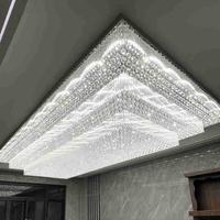 Lustre rectangulaire de luxe en cristal K9, luminaire suspendu LED à 3 niveaux pour hall d'hôtel, villa, salle de banquet, décoration