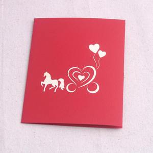 Carte de vœux personnalisée de luxe <span class=keywords><strong>d</strong></span>écoupée au laser pour la Saint-Valentin, carte cadeau, invitations de mariage, carte pop-up 3D en forme de calèche - Product Image 5