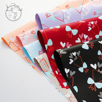 Papier d'emballage pour fleurs imperméable avec nœud papillon pour la Saint-Valentin, emballage cadeau pour bouquets, décoration florale, modèle B