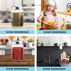 Country Style <b>Kitchen</b> <b>Storage</b> Square Sealed Glass <b>Jar</b> Coffee Bean <b>Storage</b> <b>Jar</b> with Glass Airtight Lid - Product Image 3