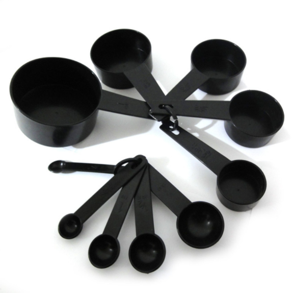 Set Sendok Ukur Plastik Hitam, 10 Buah/Set Sendok Ukur