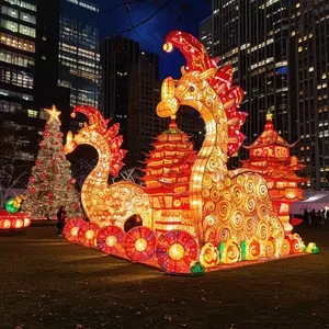 2024 Puntos escénicos diseño de exposición de linterna tradicional Dragon Year Park Temple feria iluminación Festival diseño de iluminación
