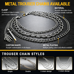 <span class=keywords><strong>Catena</strong></span> <span class=keywords><strong>per</strong></span> <span class=keywords><strong>Pantaloni</strong></span> Personalizzata 3D con Logo del Marchio in Metallo Argentato a Doppio/Singolo Strato Stile Punk <span class=keywords><strong>per</strong></span> Uomo - Product Image 3