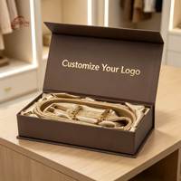 Caja de Regalo Rígida Personalizada Leabon, Color Marrón Chocolate con Logotipo en Dorado, Tapa Abatible, para Empaquetado de Regalos Corporativos, Venta al Por Mayor de Fábrica