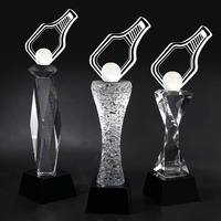 Trophée K9 en cristal transparent avec logo personnalisé Trophées Pickleball en cristal de qualité supérieure avec bases en cristal de qualité supérieure pour événement