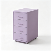 Armoire de rangement en métal blanche à 4 tiroirs, organiseur étroit pour chevet, unité de rangement de bureau, armoire à dossiers sous table pour la maison