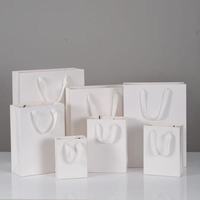 Sac en papier couché style simple avec corde pour vêtements, cadeaux, emballage de produits de luxe avec logo de marque imprimé sur mesure et carton satiné MC