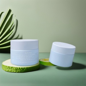 Customized 30g 50g 2oz Matte Smog Blue Skin Care 4oz Face Cream Glass Container Jar for Cosmetic Packaging with Lid 100g - Product Image 1