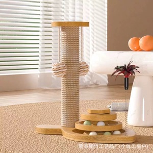 <b>Cat</b> Tree Sisal <b>Scratching</b> <b>Post</b> Solid Wood 33cm 43cm High Durable <b>Cat</b> Toy With Ball <b>For</b> Indoor <b>Cats</b> - Product Image 2