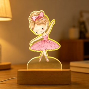 Custom Personalized Name <b>LED</b> Square Night <b>Light</b> USB Acrylic 3D Kids Lamp with Wooden Base Dimmable Home Decor Gift for Girls - Product Image 4