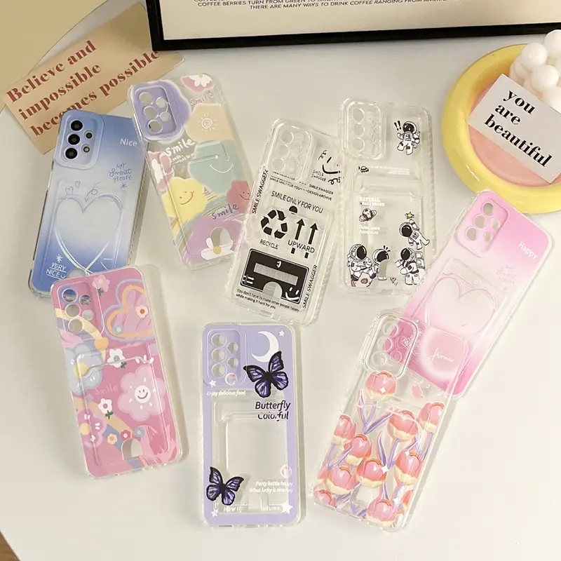 Casing ponsel TPU lembut bening kartu lukis baru untuk Samsung Galaxy S23 S22 Ultra Note 20 10 plus A13 A23 A33 A53 penutup belakang