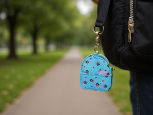 กระเป๋าใส่เหรียญแบบมีซิปขนาดเล็ก ผ้าไม่ทอ ลายจุด ดีไซน์ลายดอกไม้สีฟ้า สำหรับทุกเพศ - Product Image 2