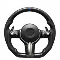   Volant en fibre de carbone avec surpiqûres bleues, bande tricolore M, cuir perforé, forme D, compatible E90 E87 E70 E71 E84 X1 X5, amélioration