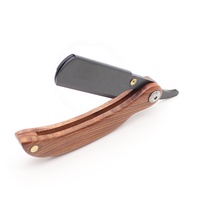 Mini rasoir à lame interchangeable avec manche en bois, pliable, pour la coupe de la barbe, noir, rasoir de barbier