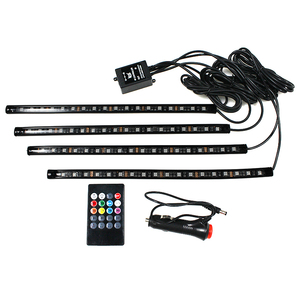 4pcs xe nội thất bầu không khí 18 đèn Led 5050 RGB SMD linh hoạt dải ánh sáng 12V + 24 phím âm nhạc điều khiển từ xa - Product Image 4
