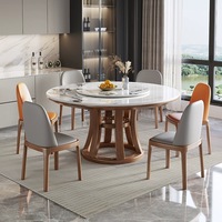 Modernes, einfaches Luxus-Esstisch set aus massivem Holz Großer Tisch Rock Slab Fixed Home Chair für kleine Wohnzimmer möbel