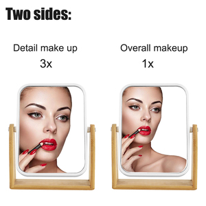 Vanity trang điểm gương với tre tự nhiên đứng 8 inch 1X/3x phóng đại hai mặt <span class=keywords><strong>Magnifying</strong></span> Gương phòng tắm make up gương - Product Image 6