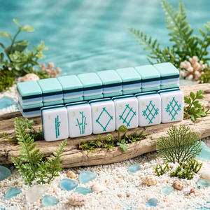 Juego de Mahjong Americano de Acrílico de 4 Capas con Logotipo Personalizado, Diseño Minimalista Azul Celeste, Estilo Brisa Oceánica - Product Image 1