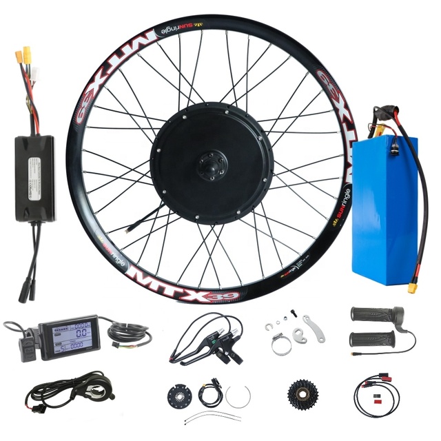 1500W 36V 48V  Brushless Direct Motor Rear Wheel Electric Bike Bicycle Ebike E Bike Conversion Kits With Battery(optional)