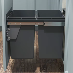 Gruwill 20L * 2 Mở Top 400Mm Nhựa Pull-out Thùng Rác Có Thể Với Soft-Close Slide Dưới Tủ Bếp Phía Sau Lưu Trữ Cho Khách Sạn - Product Image 2