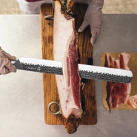 Zware professionele vleesmes, hammes, anti-aanbaklaag, gehamerd lemmet, voor restaurant en BBQ