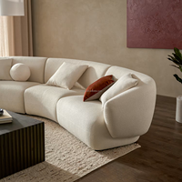 Canapé modulaire en tissu performant en forme de L FERLY avec ottoman, meubles de salon reconfigurables